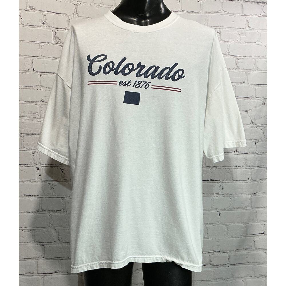 Comfort Colors White Colorado “Est. 1876” State Souvenir T-Shirt (Size 3XL)